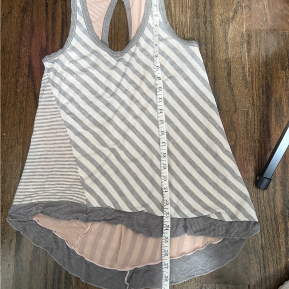 Pete Asymmetrical Gray and White Striped Tank Top, High/Low Hem,  XS - Picture 7 of 9